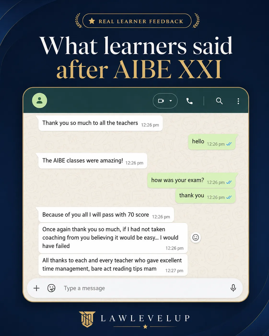 Learner feedback after AIBE XXI