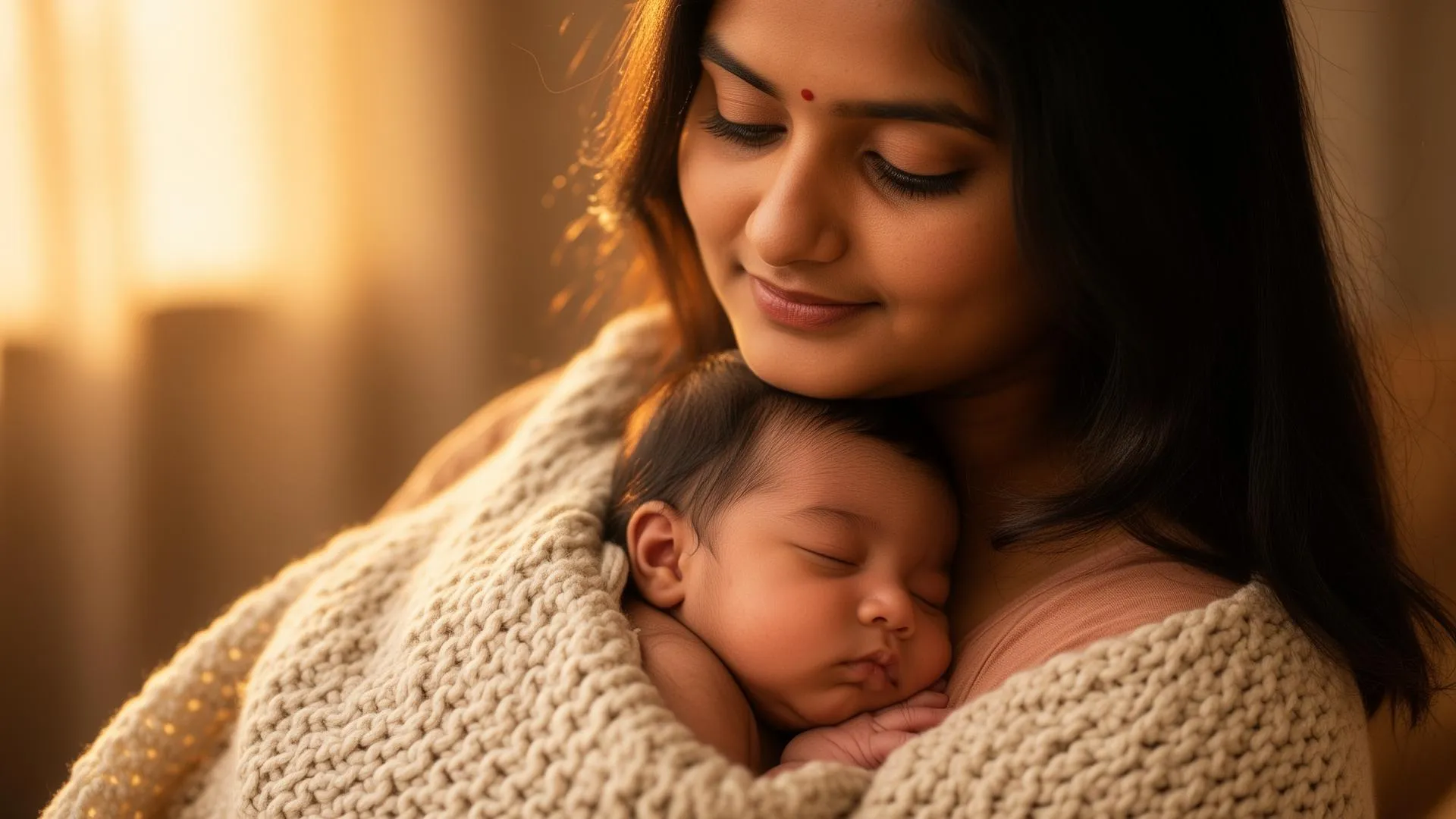 Mother holding newborn baby