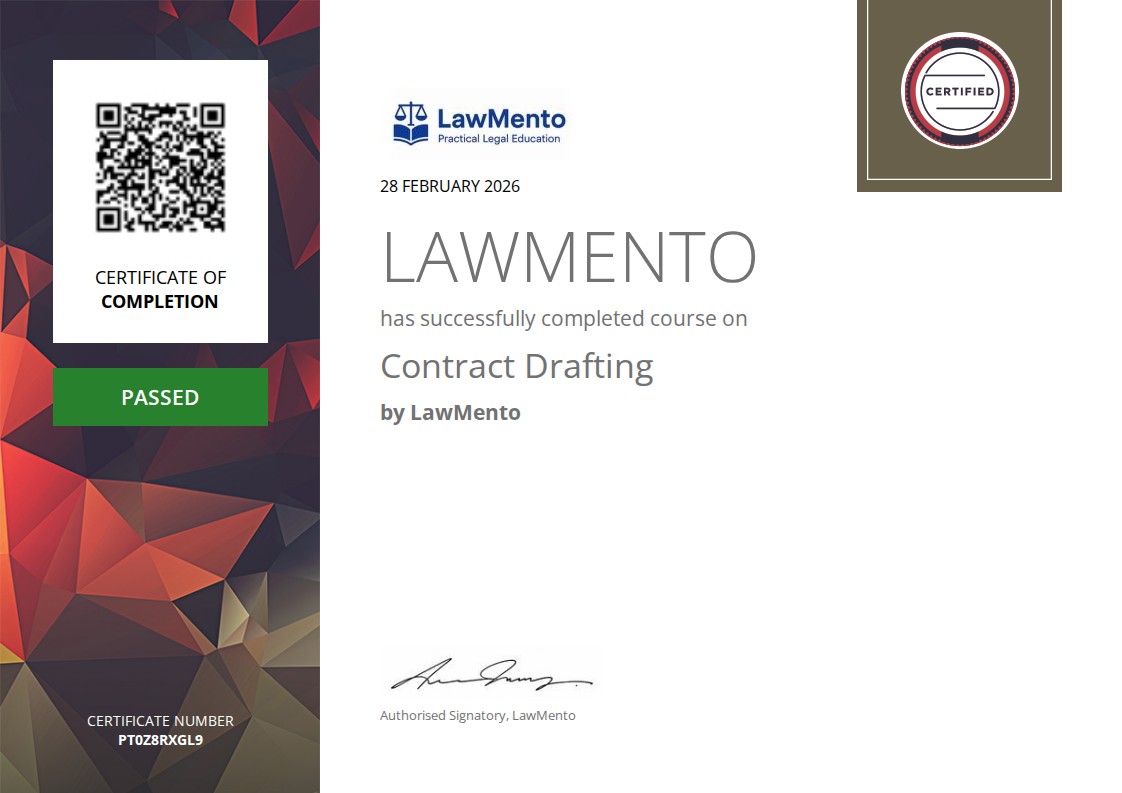 Sample LawMento course certificate