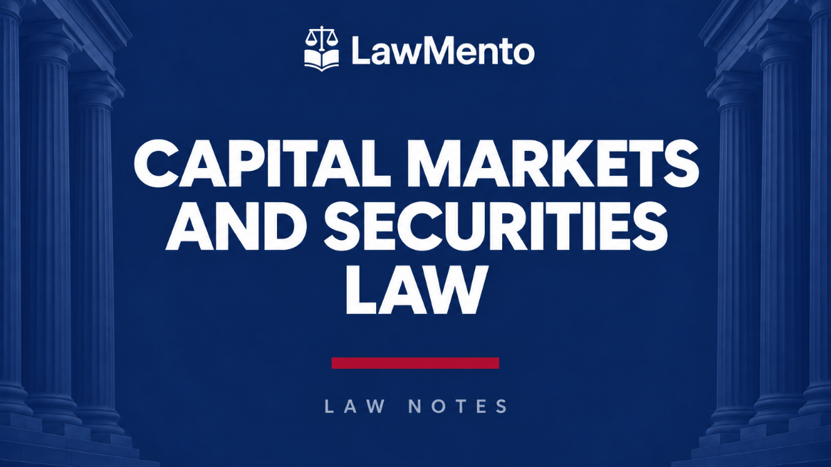 Capital Markets and Securities Law Notes PDF by LawMento
