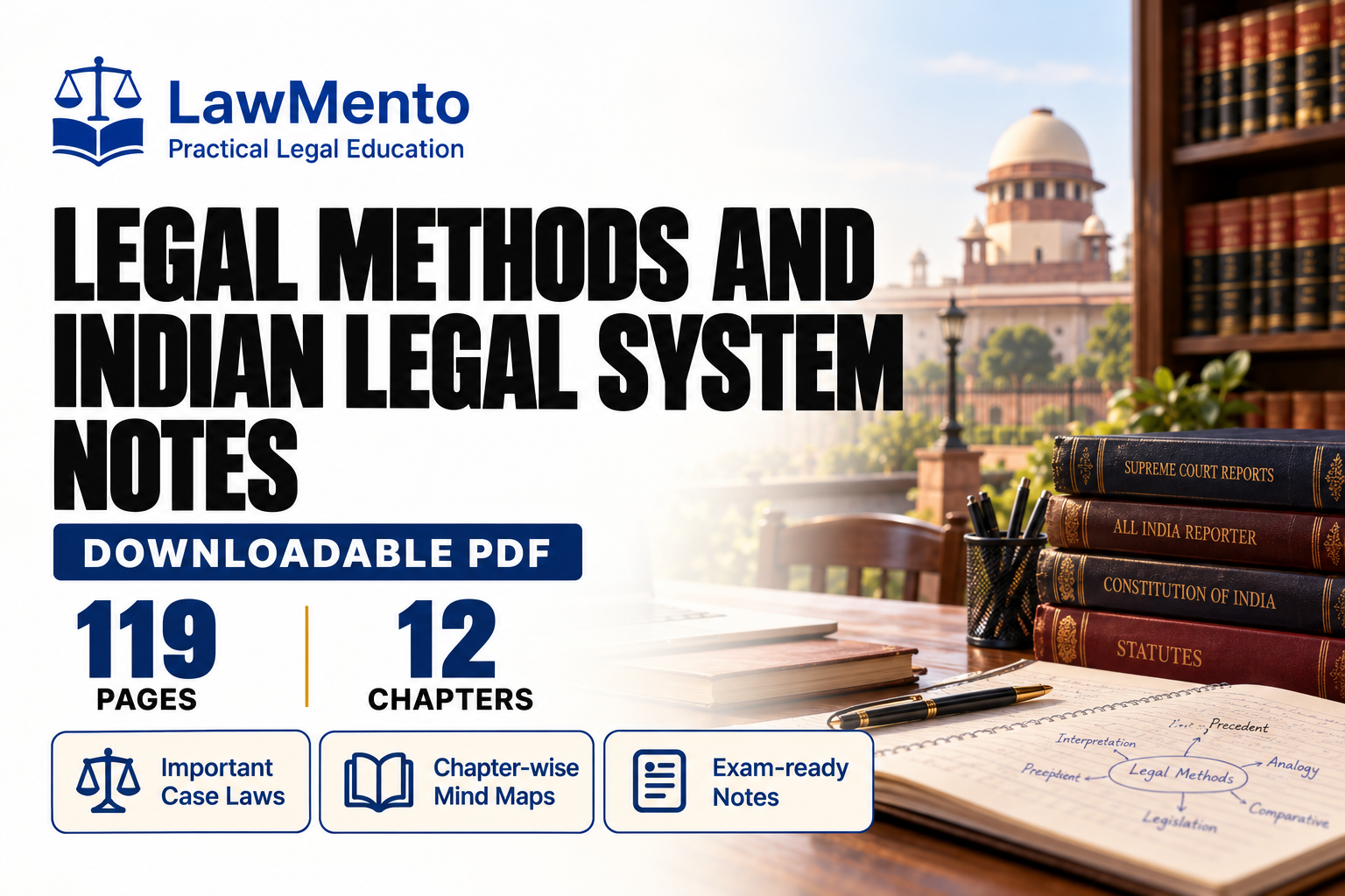 Legal Methods and the Indian Legal System downloadable PDF notes by LawMento