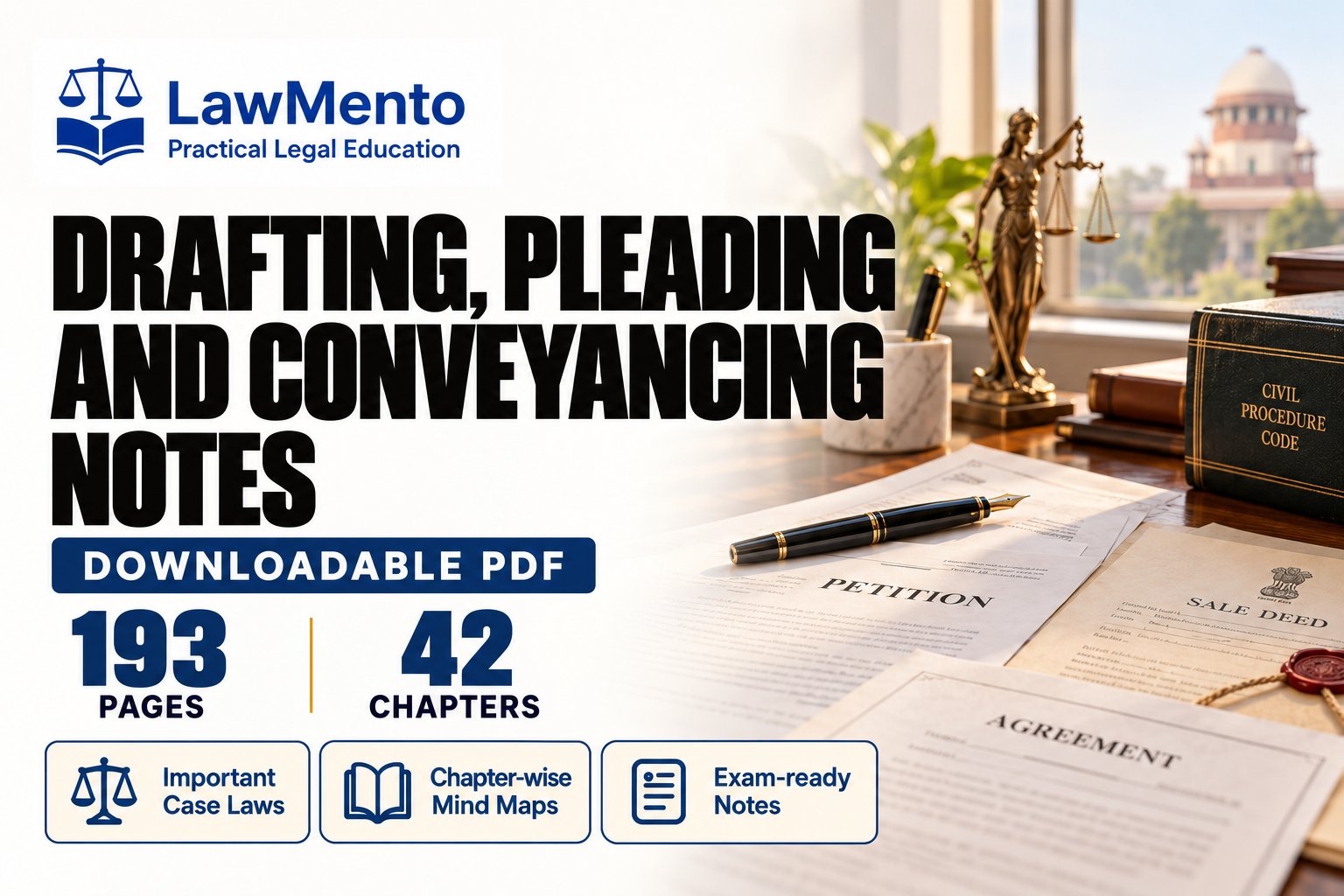 Drafting, Pleading and Conveyancing downloadable PDF notes by LawMento