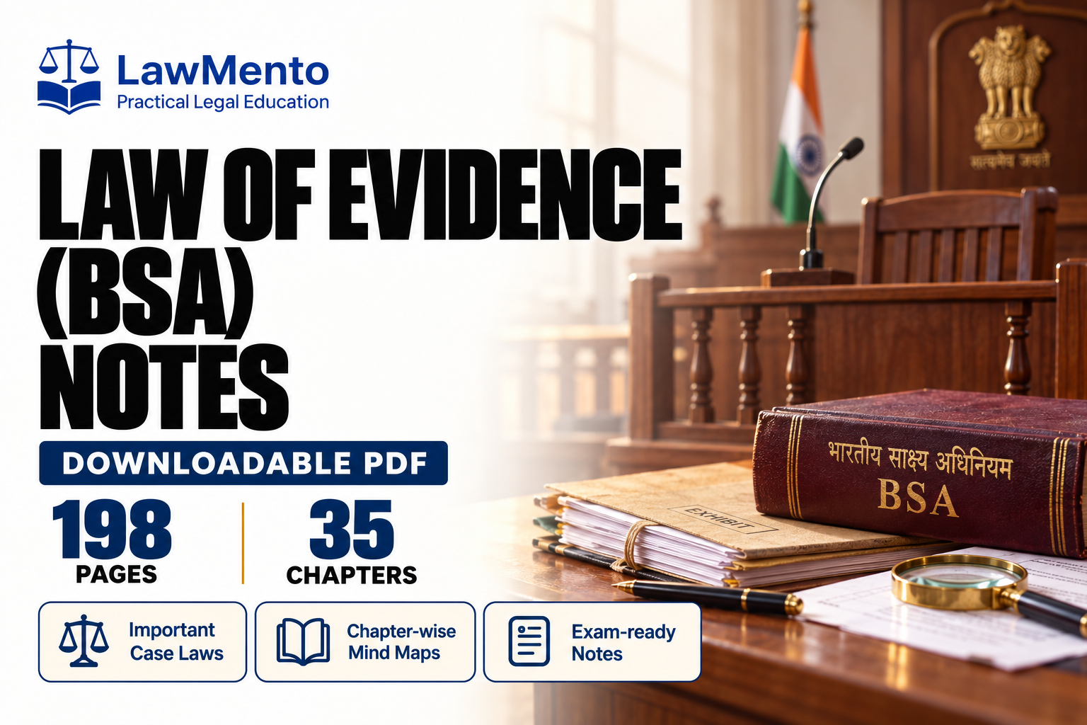 Law of Evidence Bharatiya Sakshya Adhiniyam BSA downloadable PDF notes by LawMento