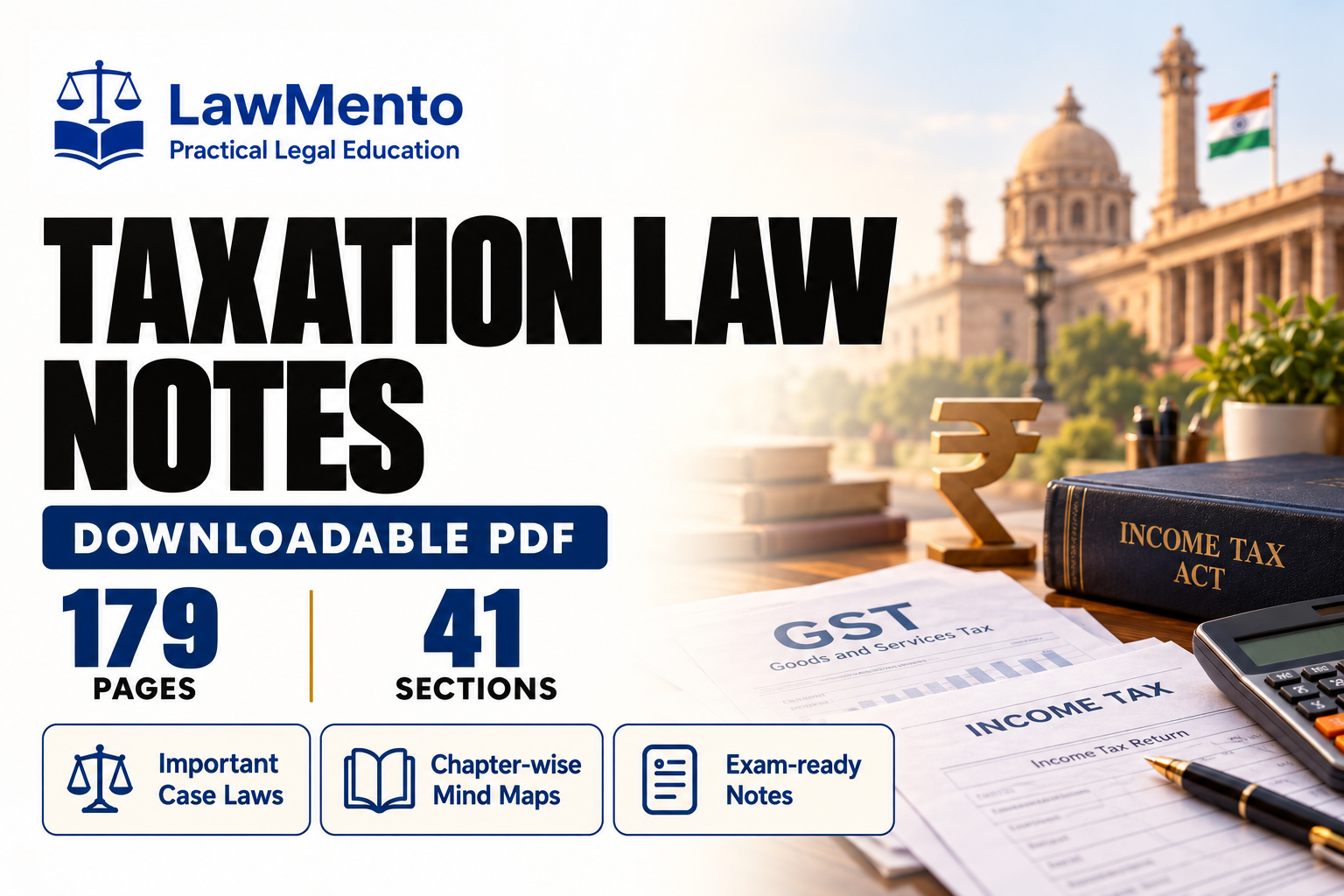 Principles of Taxation Law downloadable PDF notes by LawMento