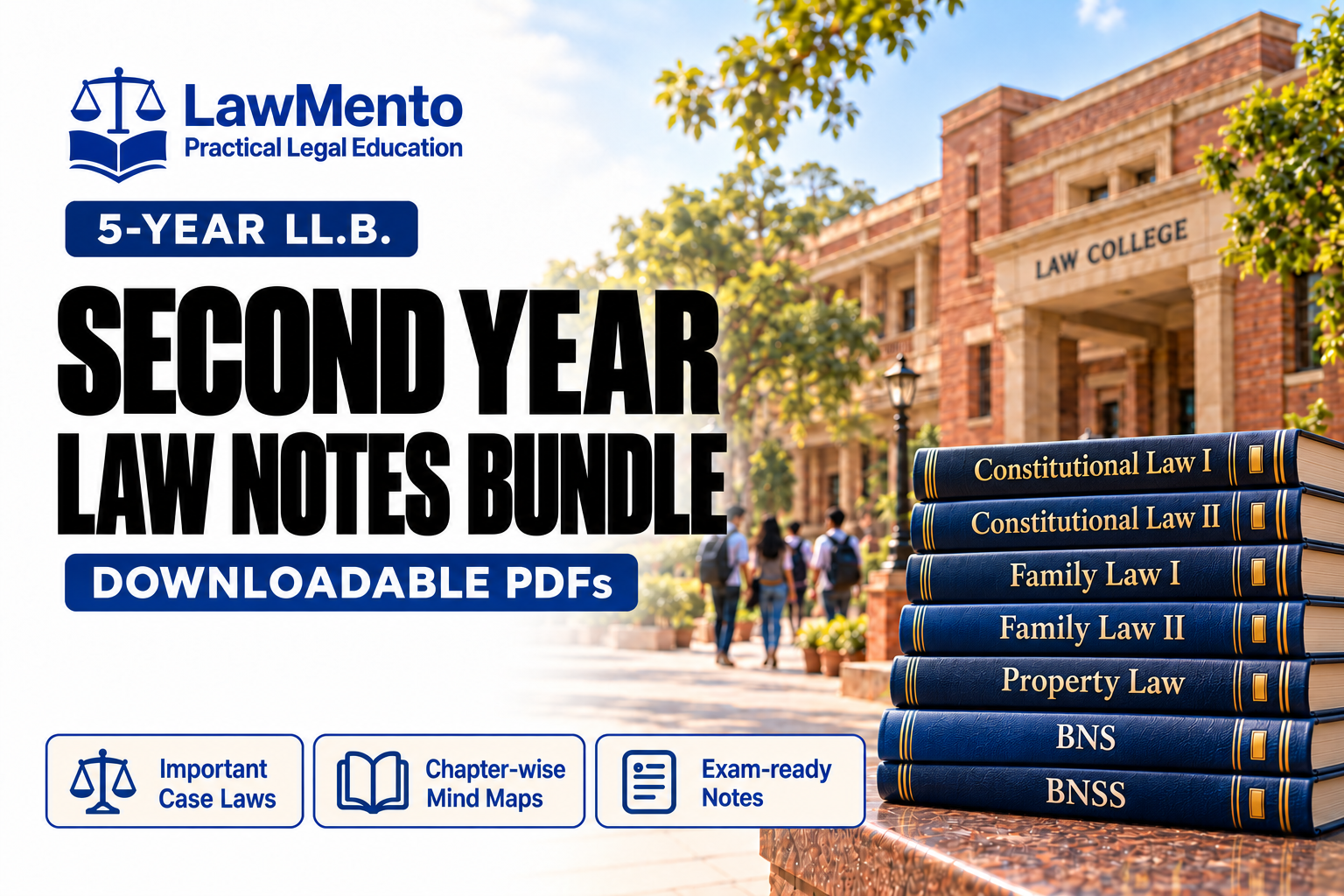 Second Year Law Notes Bundle for the five-year LL.B. programme, with subject-labelled law books