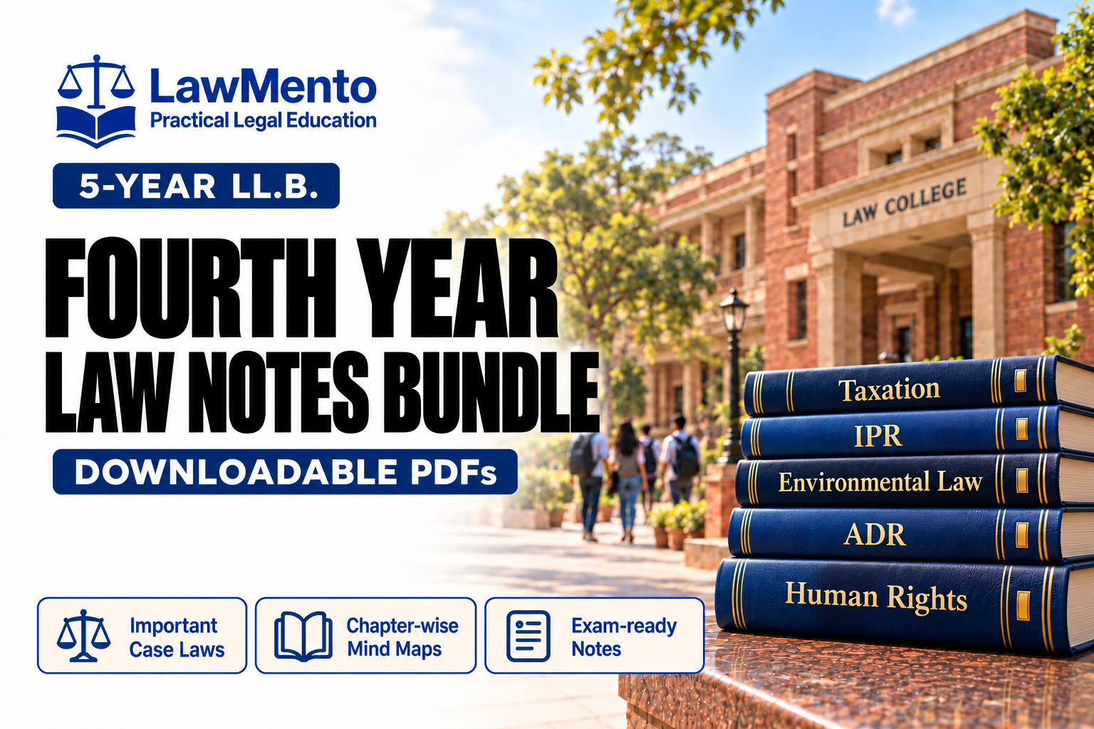 Fourth Year Law Notes Bundle for the five-year LL.B. programme, with subject-labelled law books