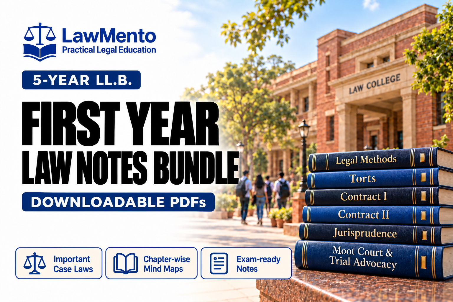 First Year Law Notes Bundle for the five-year LL.B. programme, with subject-labelled law books