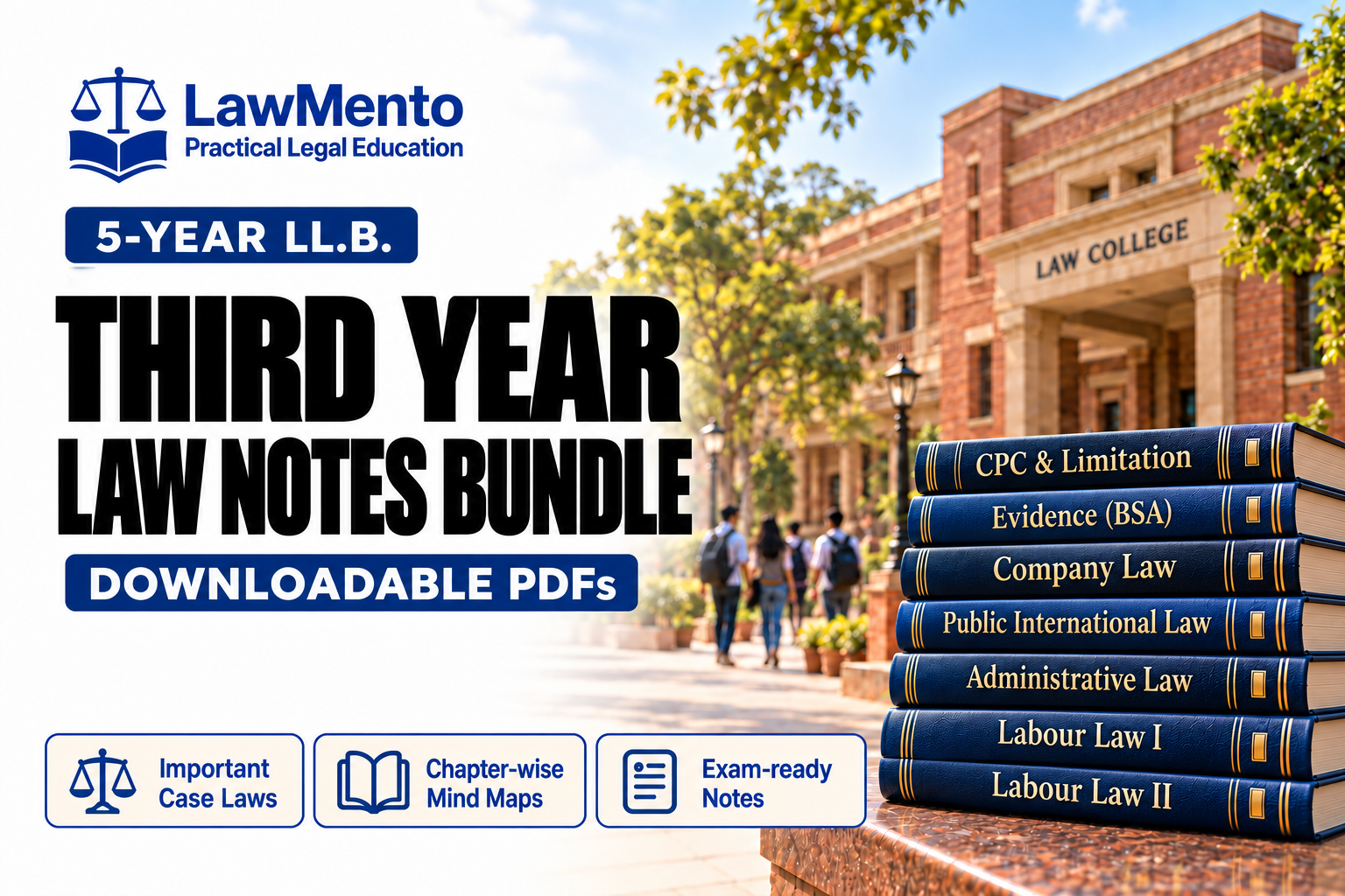 Third Year Law Notes Bundle for the five-year LL.B. programme, with subject-labelled law books
