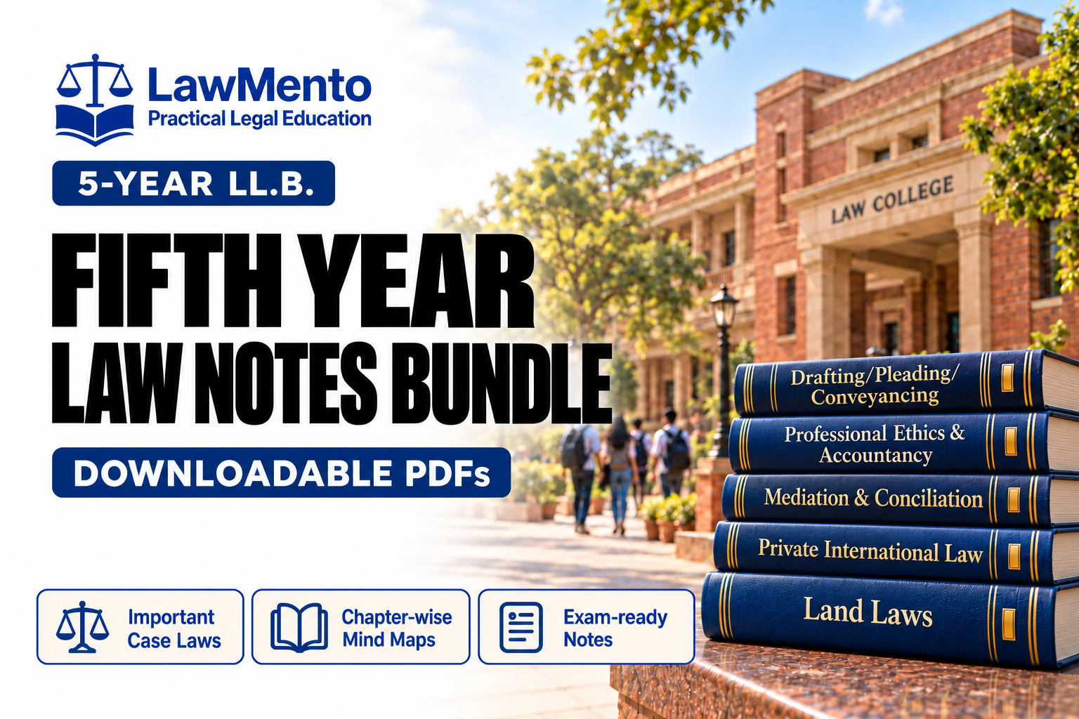 Fifth Year Law Notes Bundle for the five-year LL.B. programme, with subject-labelled law books