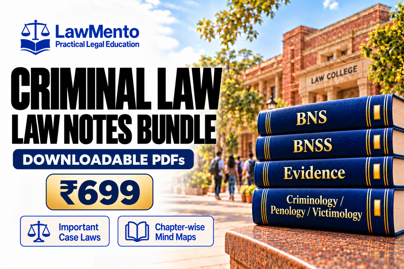 Criminal Law Notes Bundle covering BNS, BNSS, Evidence and Criminology