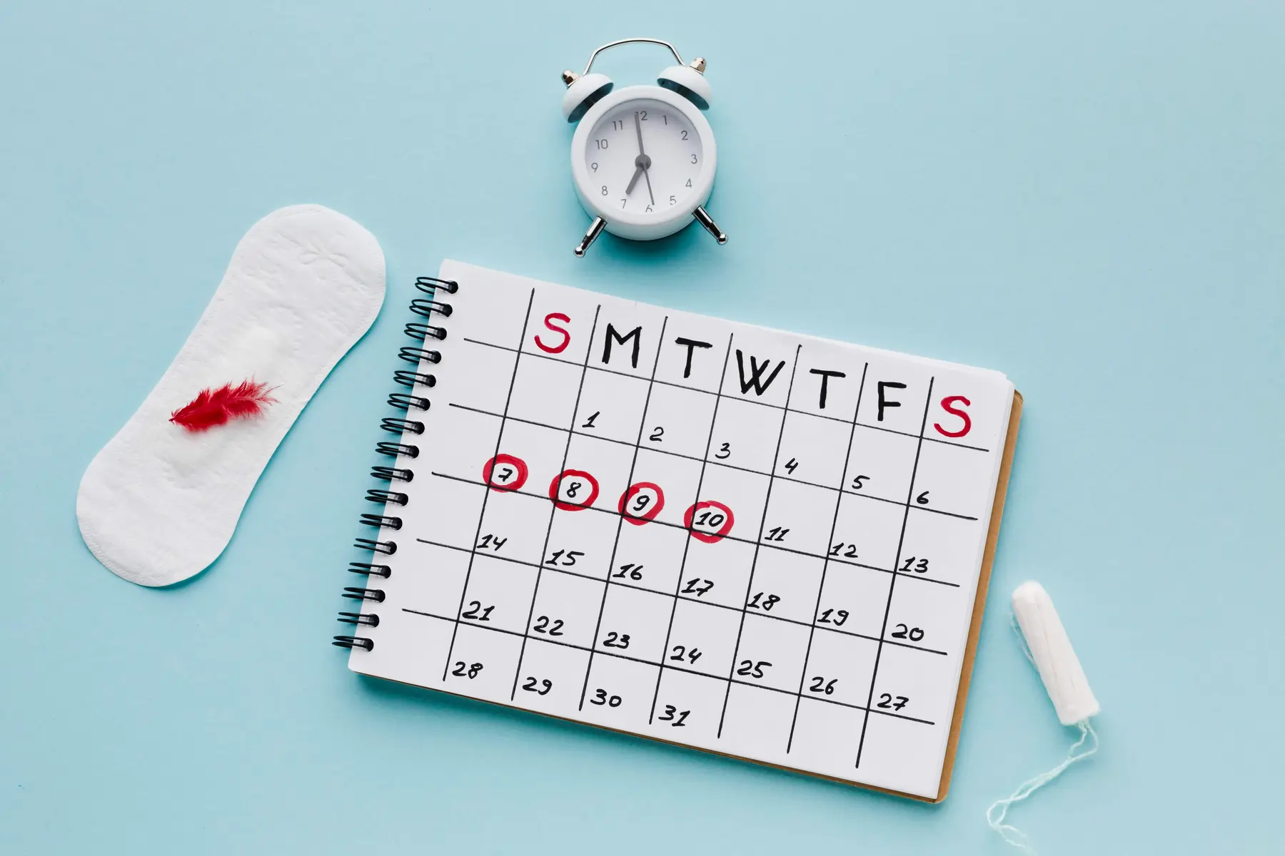 period calander with feminine products
