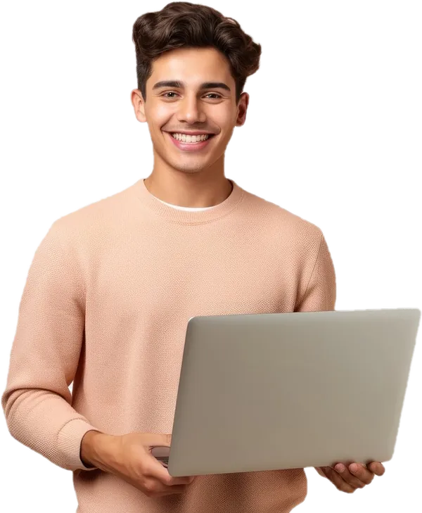 Smiling student with a laptop
