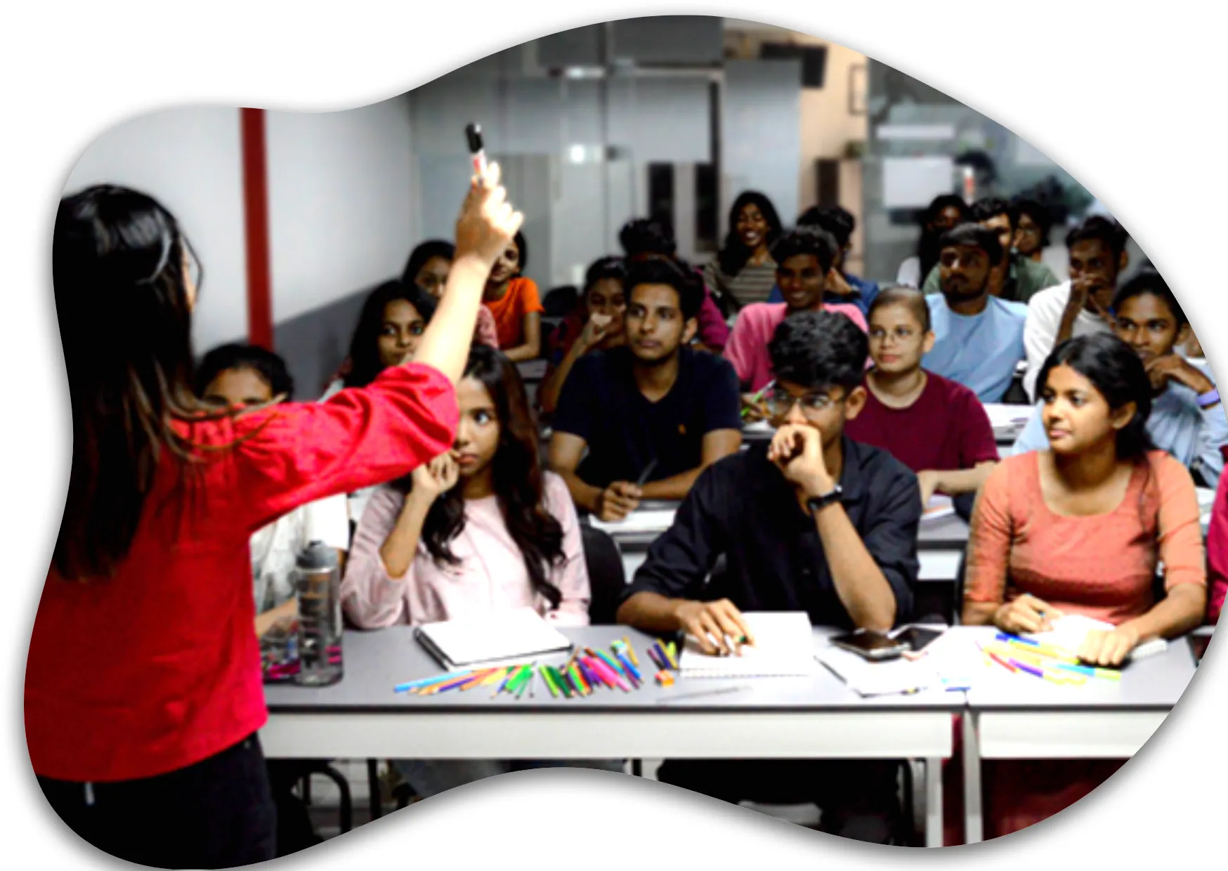 Students attending NIFT and NID coaching class at afdindia Kochi