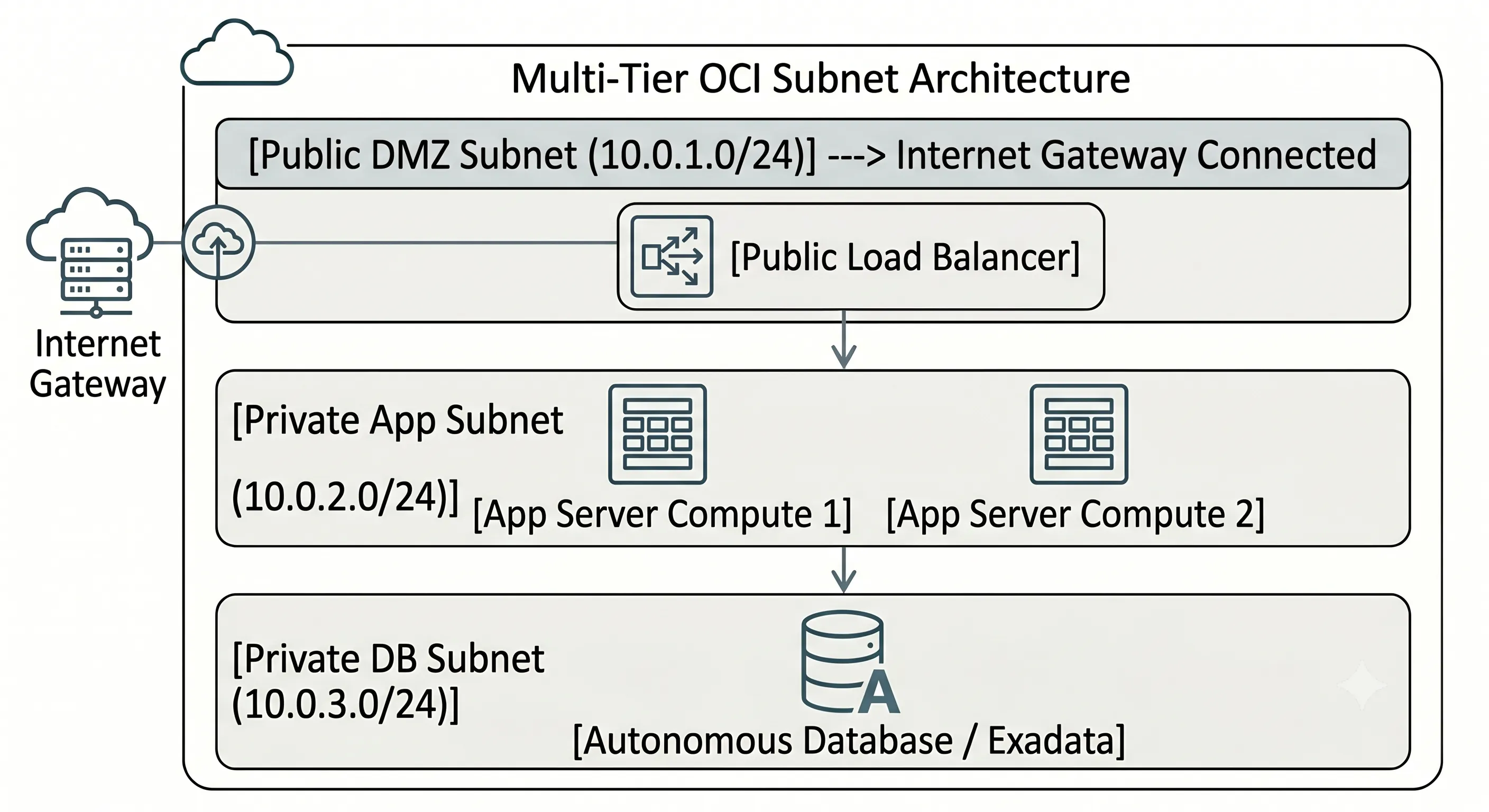 OCI multi-tier subnet segregation architecture