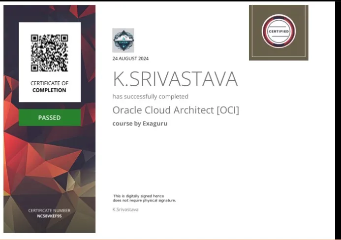 Oracle Certification Certificate